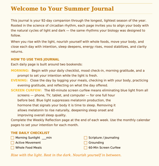 Summer Journal June - August 2026