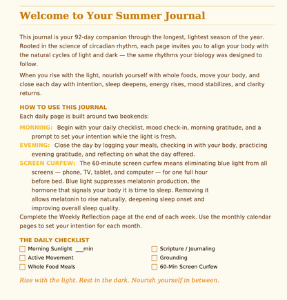 Summer Journal June - August 2026