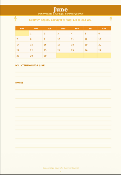 Summer Journal June - August 2026