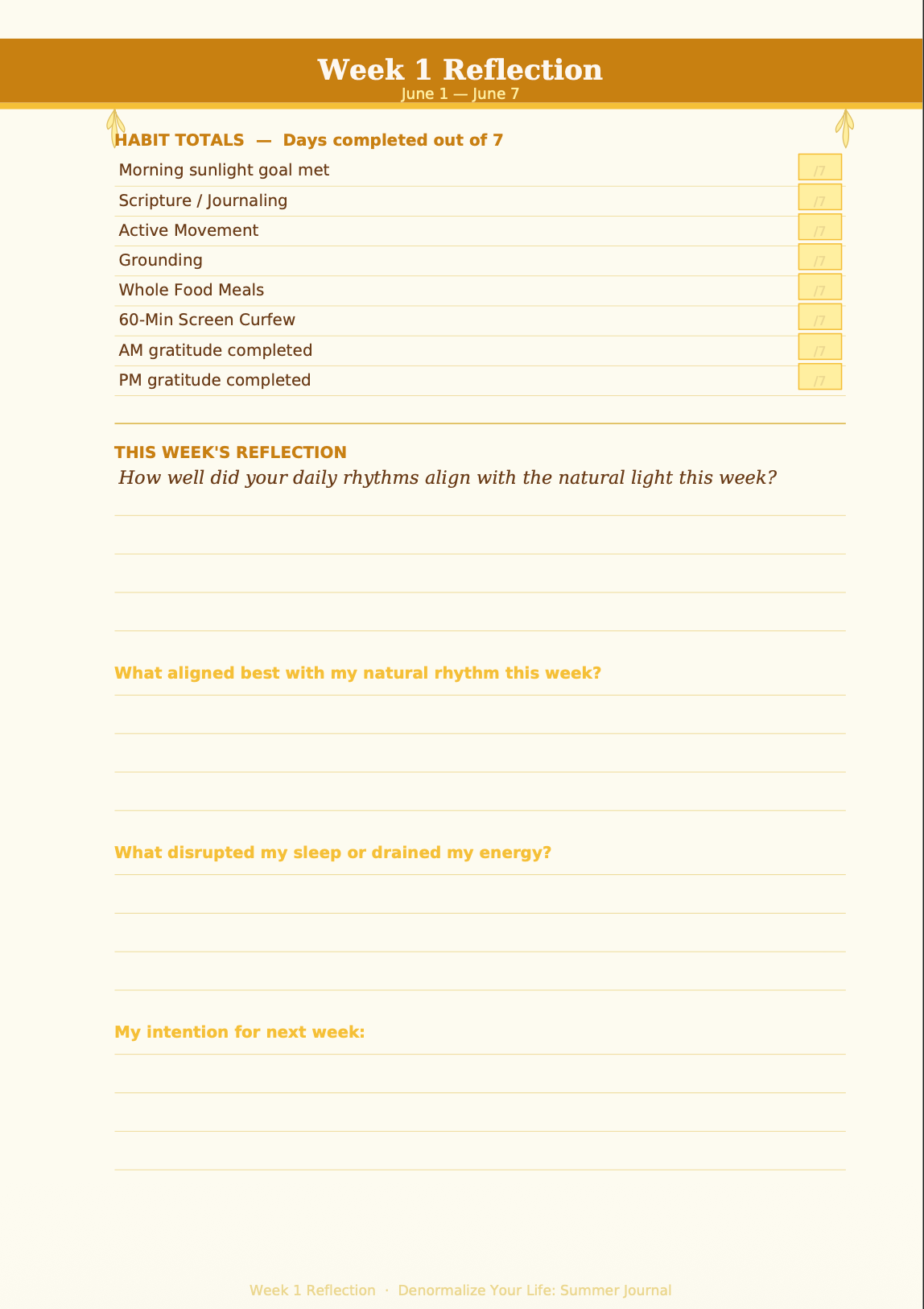 Summer Journal June - August 2026